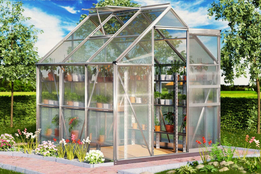 Deuba Aluminium Gewächshaus 3,7m² mit Fundament