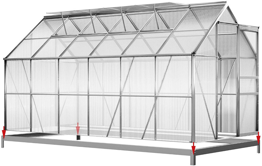 Deuba Aluminium Gewächshaus 7,2m² mit Fundament